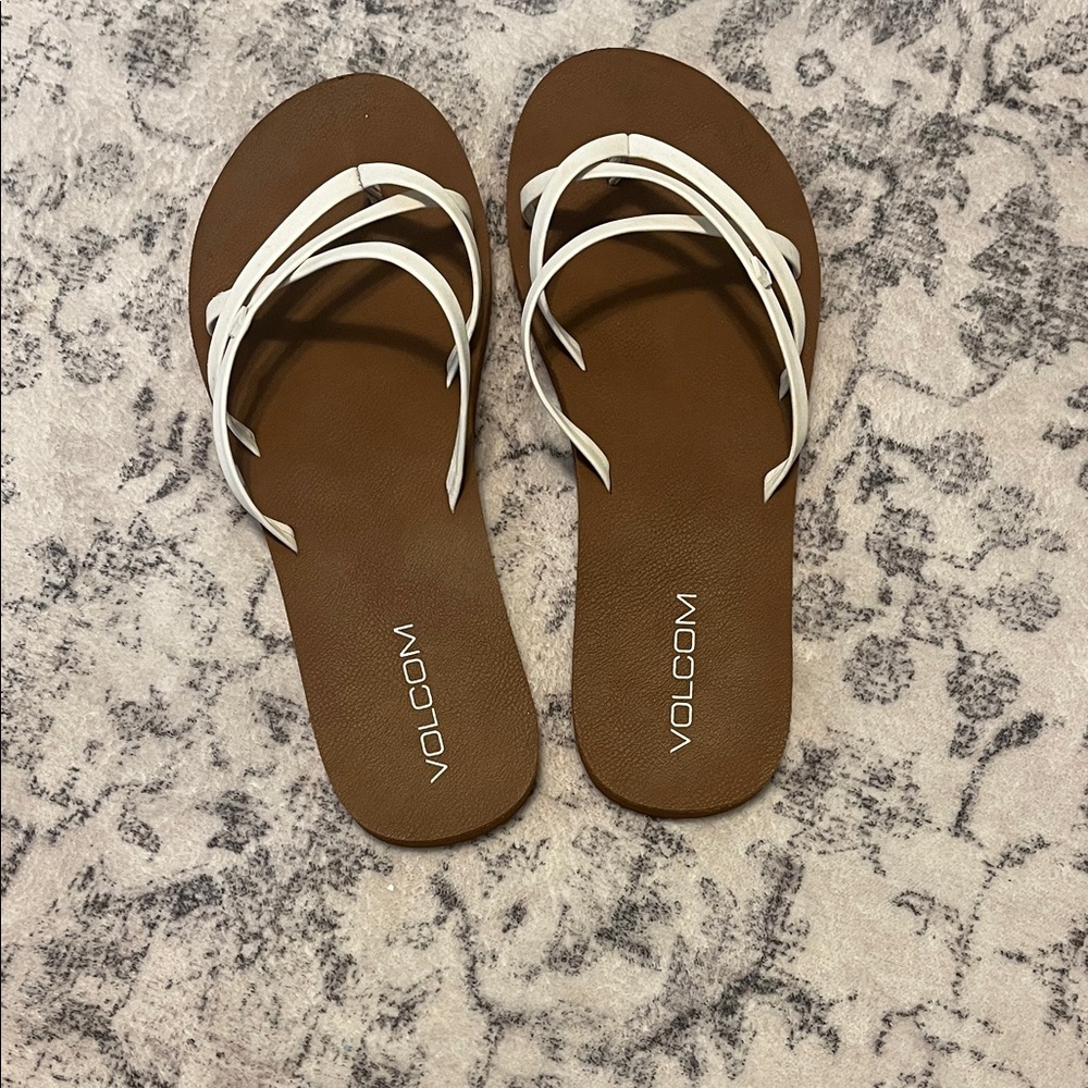 Volcom Brown Sandals with White Straps